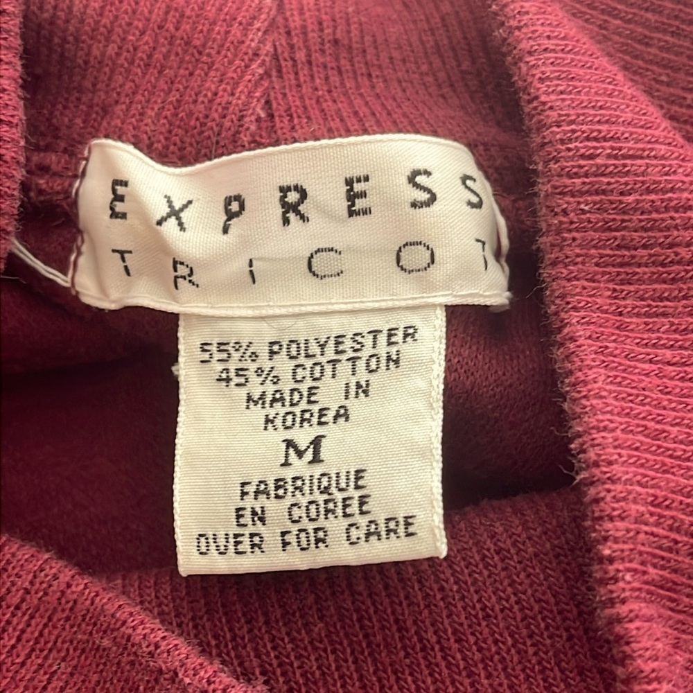 Express Tricot Maroon Turtleneck Long Sleeve Sweater Size M - Picture 3 of 4